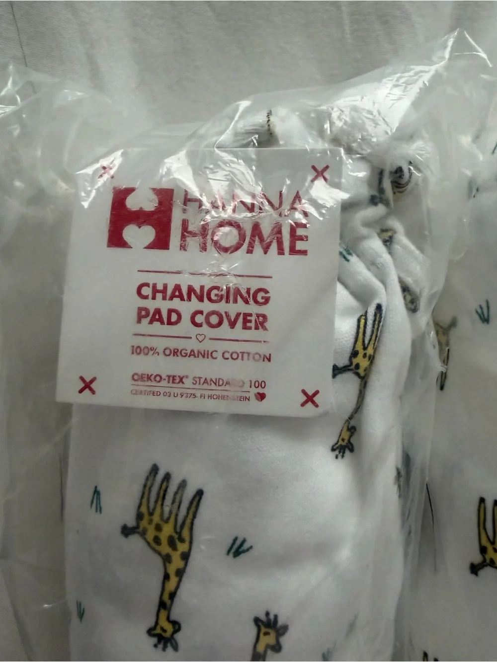 Hanna Andersson Knit Crib Sheet & Changing Pad Cover with Yellow Giraffe Print